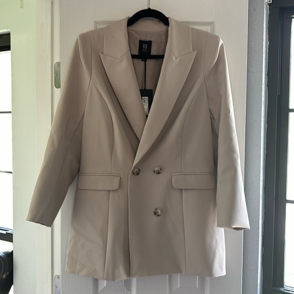 RIU Light Khaki Double Breasted Blazer Sz 14 - Picture 1 of 3